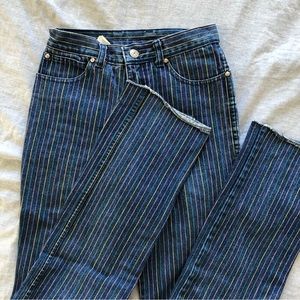 Vintage high waist striped denim jeans